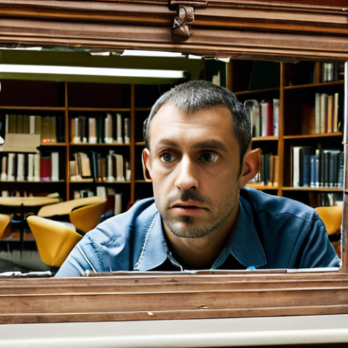 Home 4 **
A person looking at a reflection in a shattered mirror, but the reflection is not a clear image of themself. Instead, the reflection is a collage of different academic and professional settings (a library, a laboratory, an office), hinting at areas of unknown knowledge. The overall tone should be inquisitive and slightly uncertain. Add subtle Italian cultural elements in the background, like architectural details or a cafe scene.
**