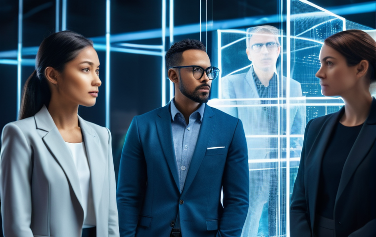 지식 갭 분석을 위한 성과 지표 - **Prompt 1: Identifying Hidden Skill Gaps**
"A diverse team of four adult professionals, two men...